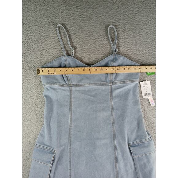 Tinseltown Overall Dress Womens XXL Blue Denim Pocket Mini Light Wash Kohl's NWT - Picture 5 of 8